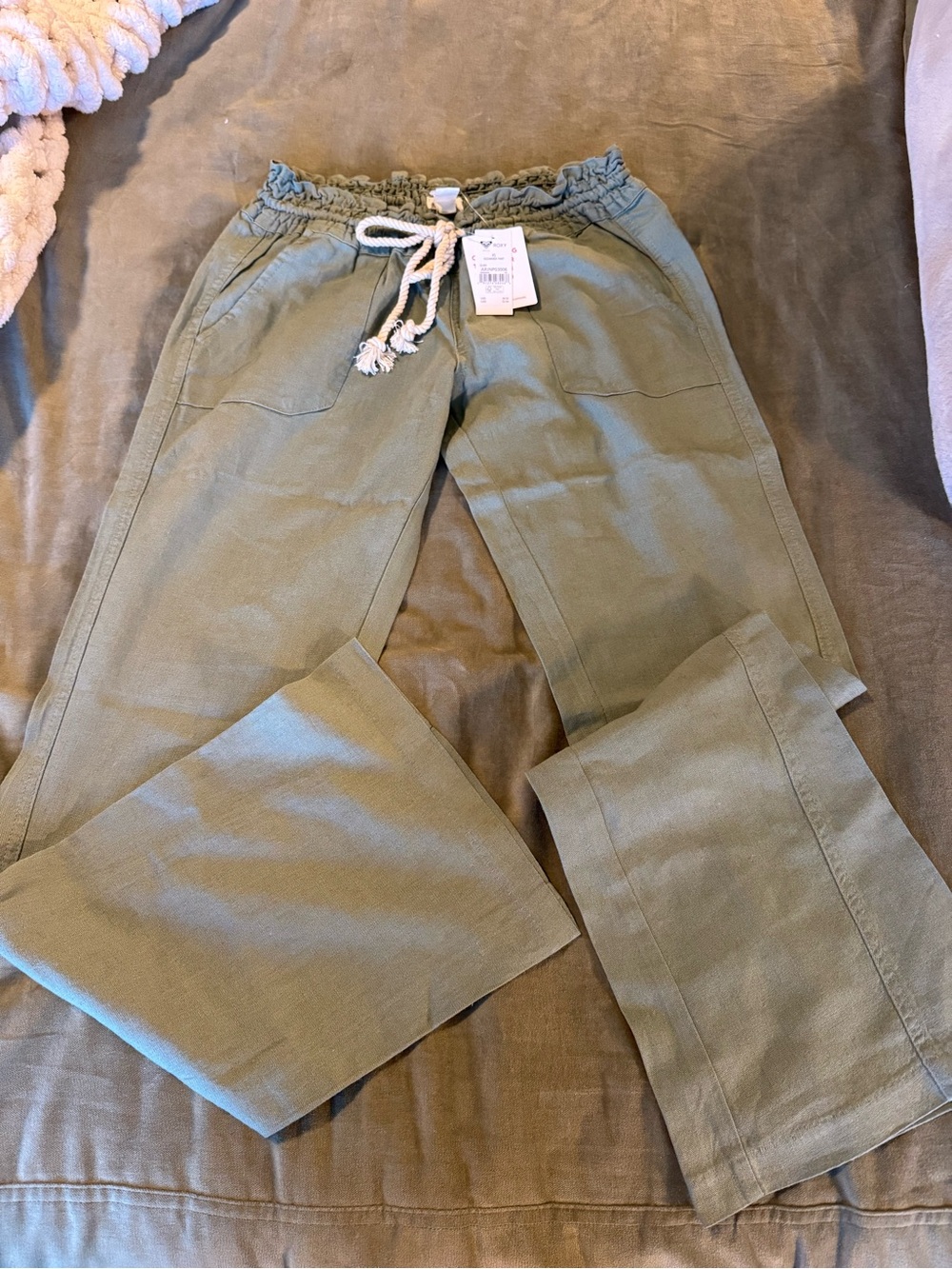 Roxy Olive Green Oceanside Drawstring Pants